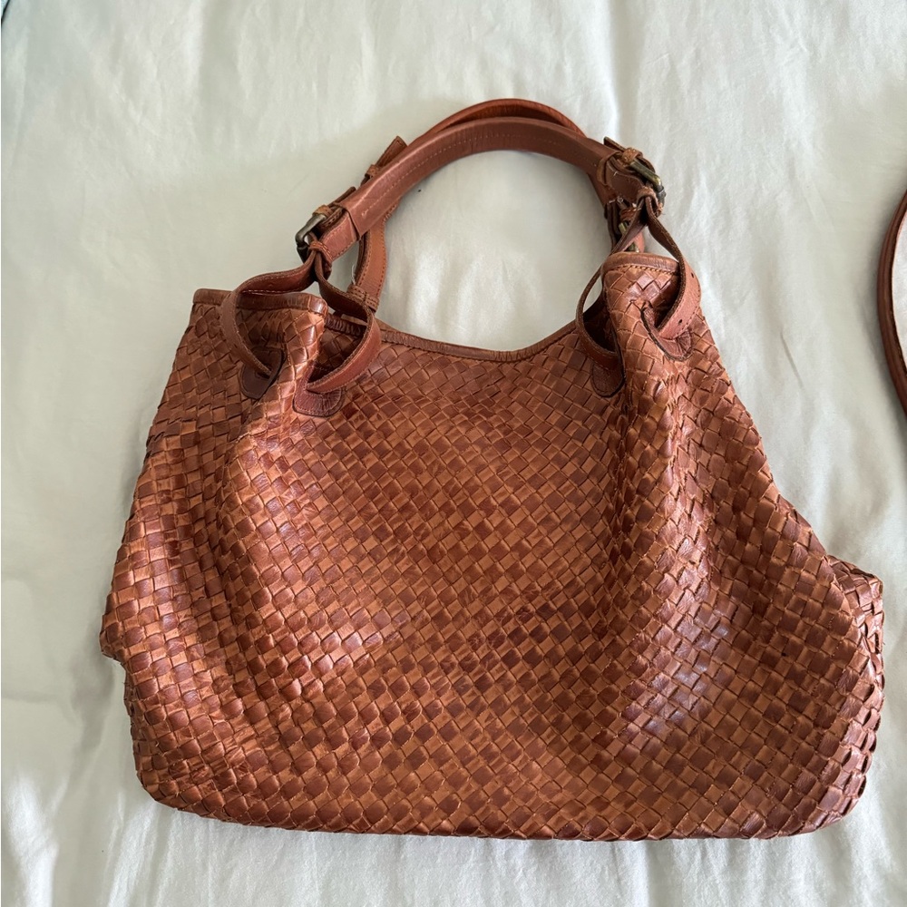 Valentina Woven Leather Tote Handbag - Picture 2 of 12